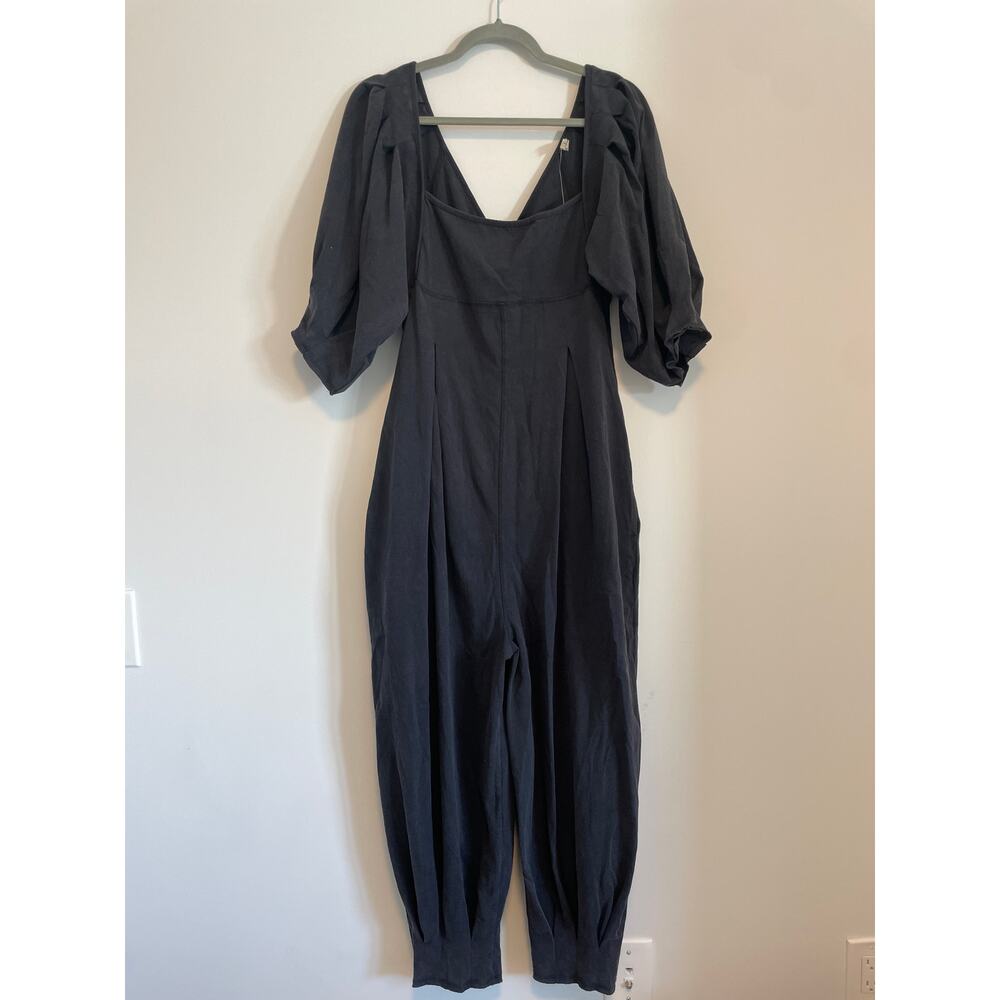 NWT Free People 1/2 Sleeve Washed Black Jumpsuit 100% Cotton W Small $118 MSRP